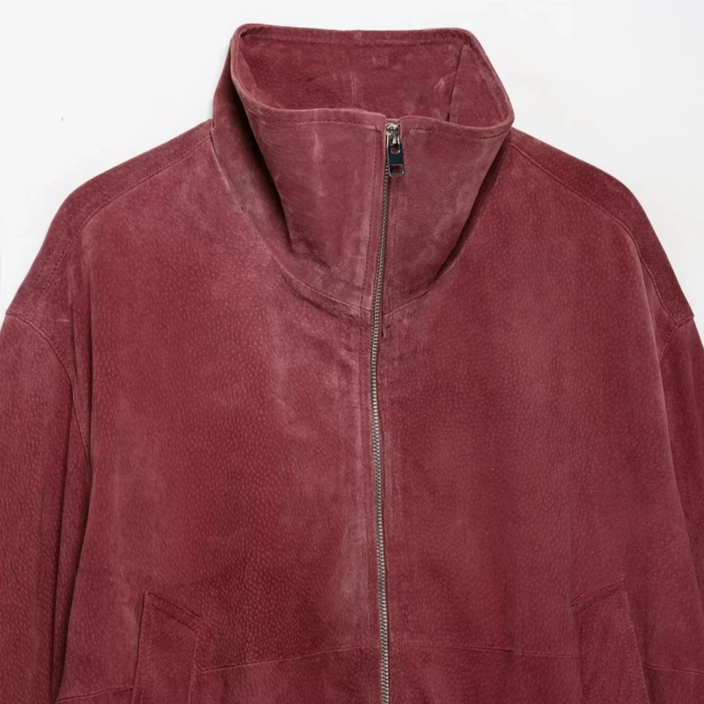 ZARA Commuter Style Stand Collar Leather Jacket